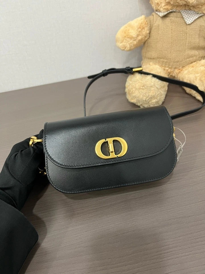 Dior Black Leather Montaigne Avenue30 Shoulder Bag For Women