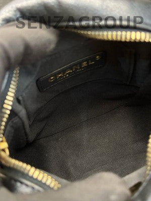 Chanel Classic Quilted Black Gold Camera Crossbody Bag Chain Strap