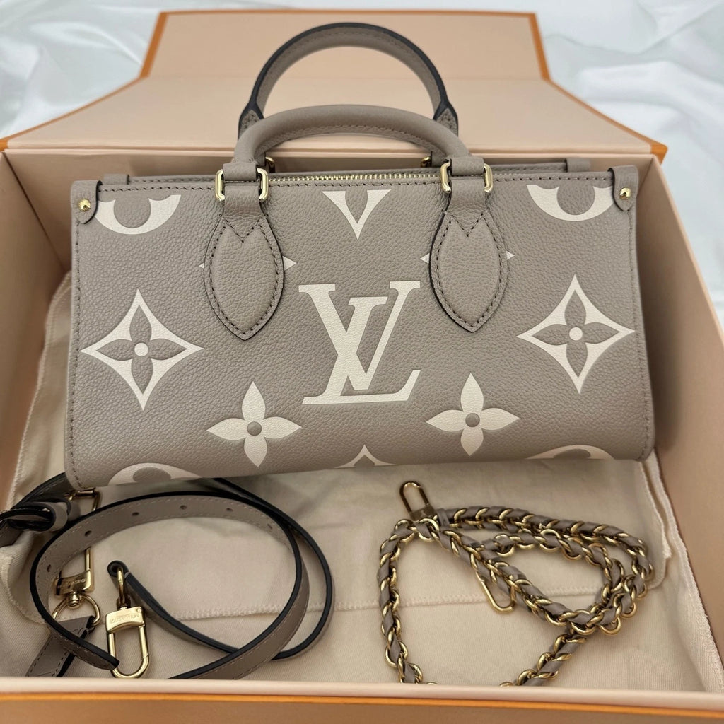 Louis Vuitton Leather Horizontal OnTheGo Tote Bag Elephant Gray For Women