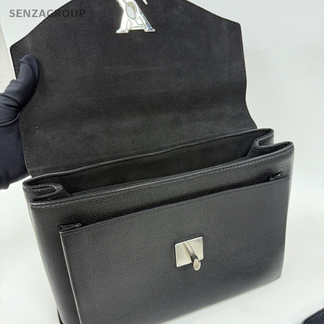 Louis Vuitton Lockme Tote Calfskin Top Handle Shoulder Crossbody Bag Women Black