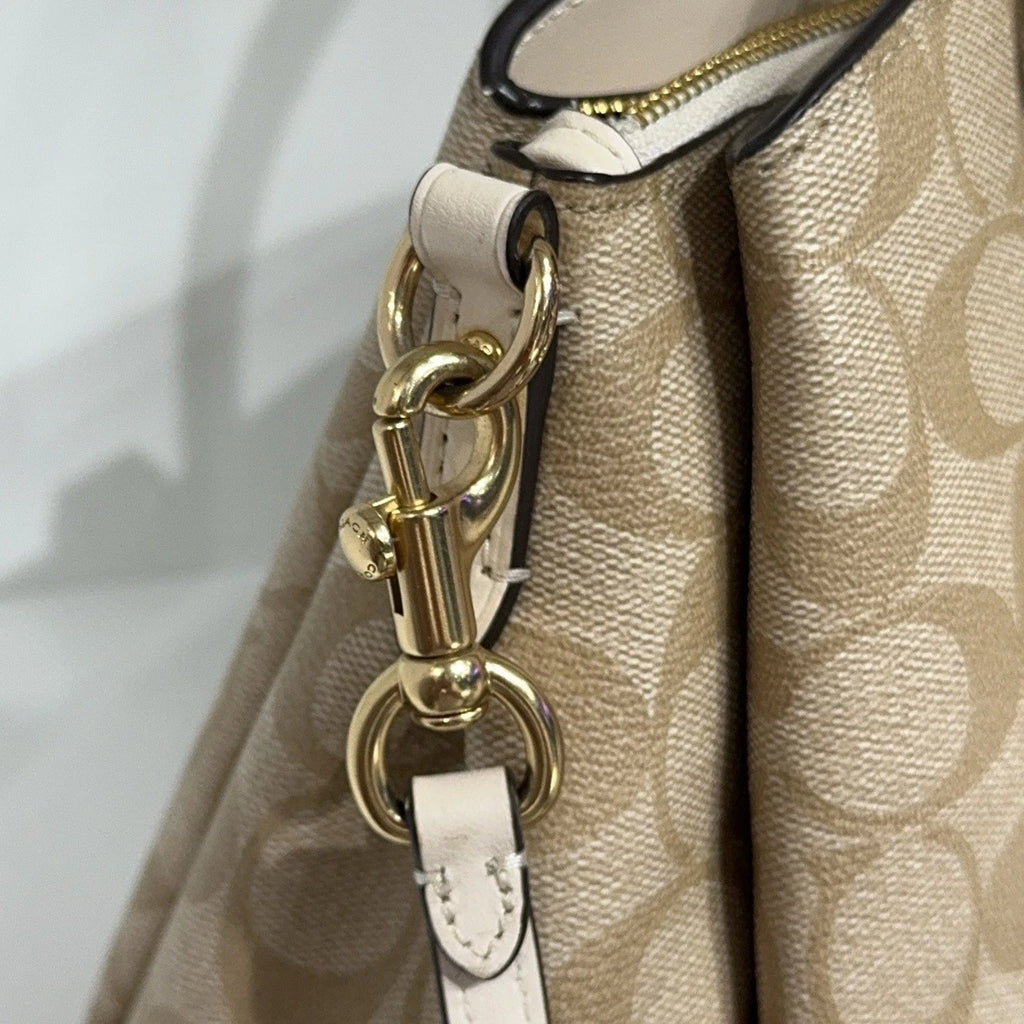 Coach Beige Monogram Logo Handbag Shoulder Crossbody Women