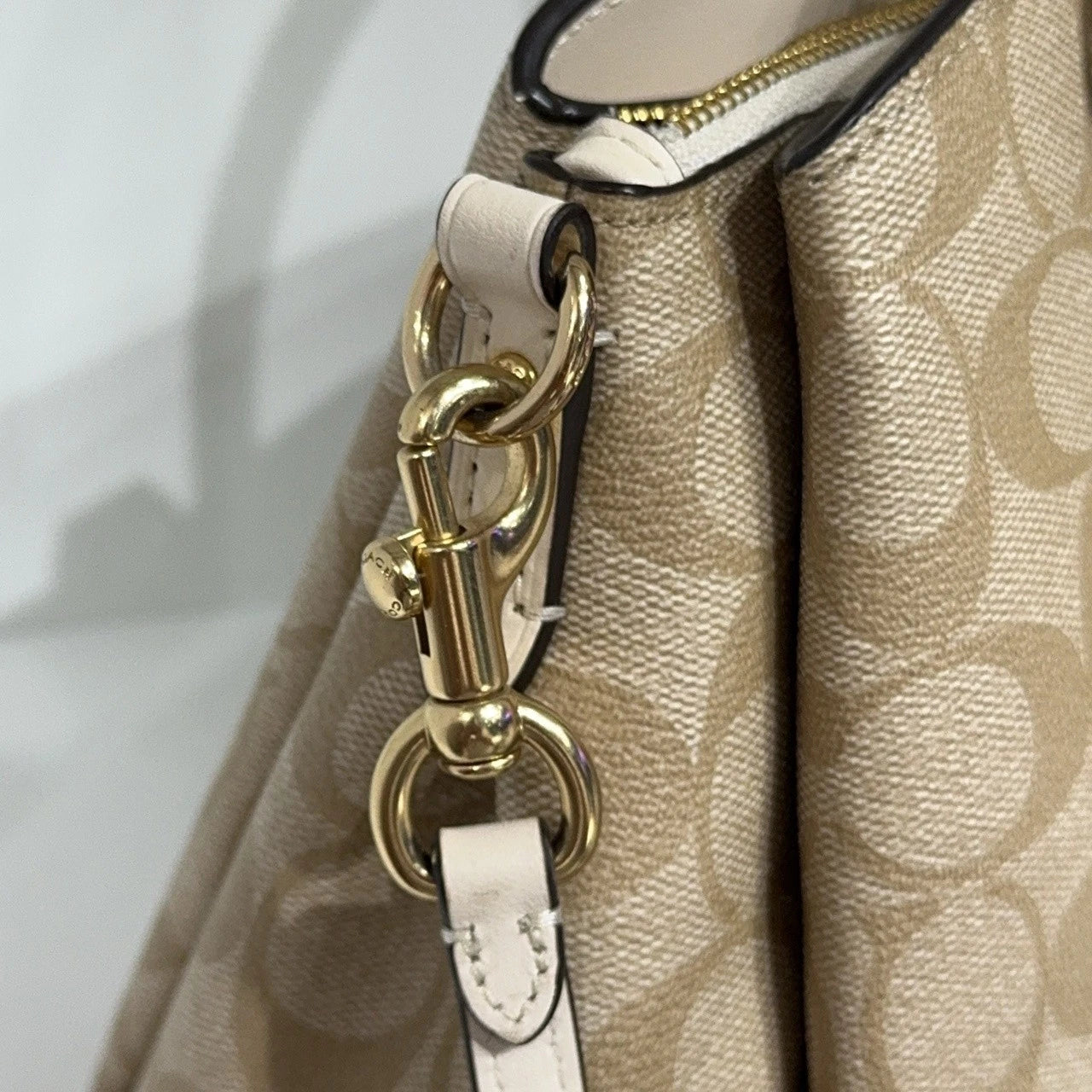 Coach Beige Monogram Logo Handbag Shoulder Crossbody Women