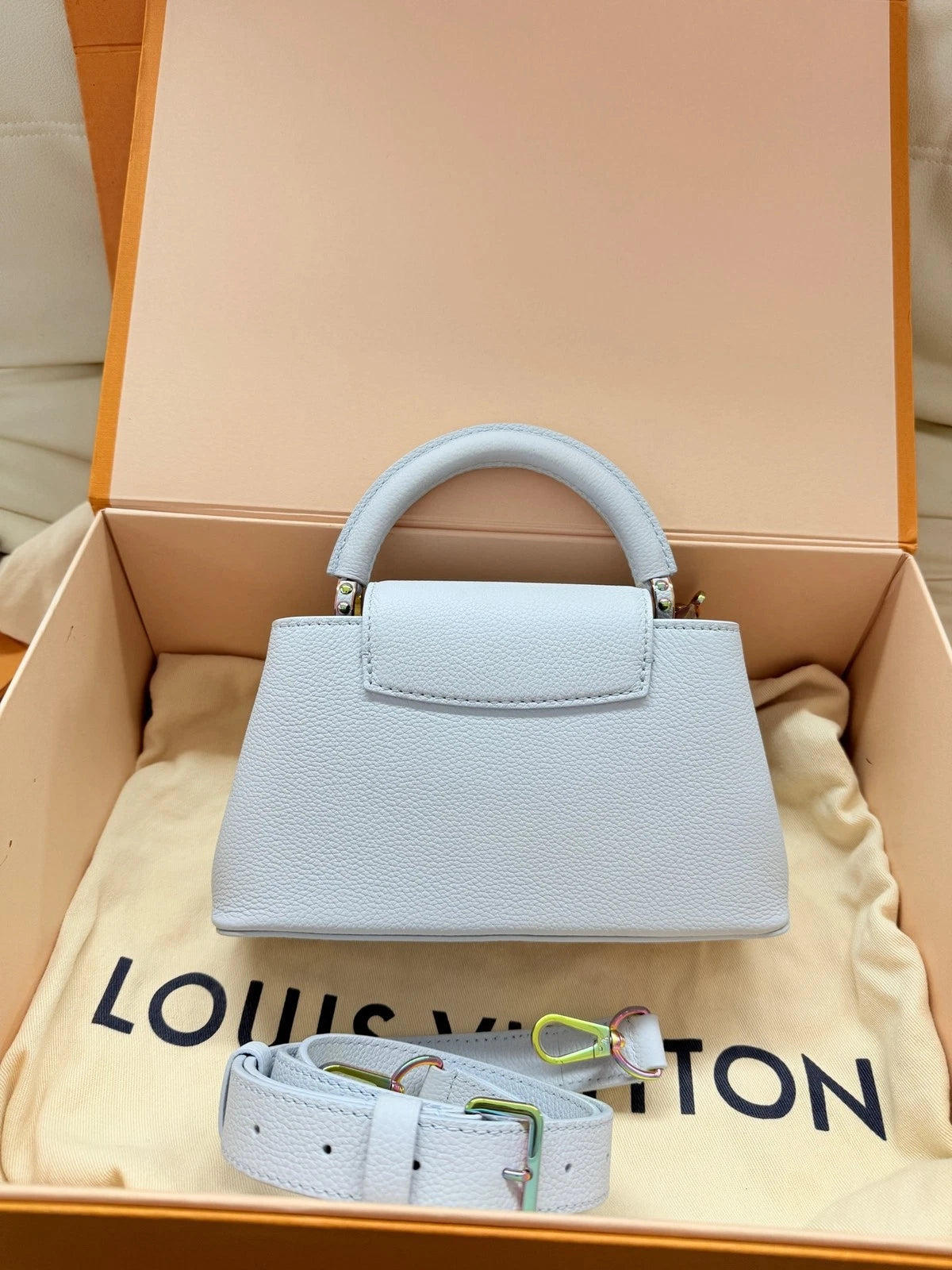 Louis Vuitton Capucines Blue Crossbody Handbag Excellent