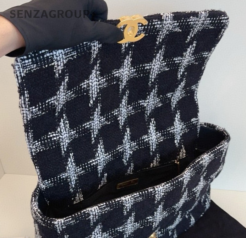 Chanel 19Bag GM Chain Shoulder Bag Crossbody Black Gold Women Classic