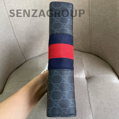 Gucci Zip-Around Clutch Bag in Black and Red with Silver Hardware