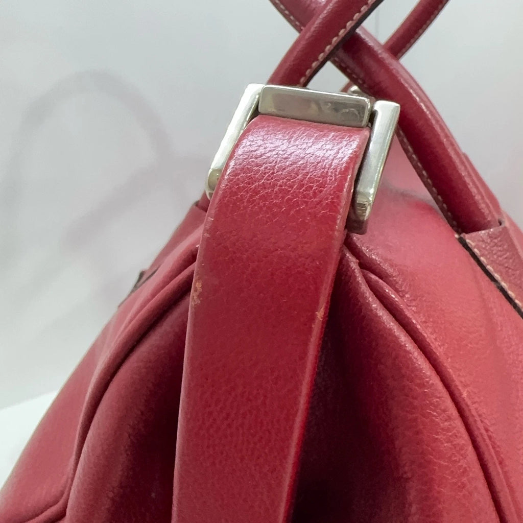 PRADA Red Full Leather Doctor Top Handle Handbag For Women