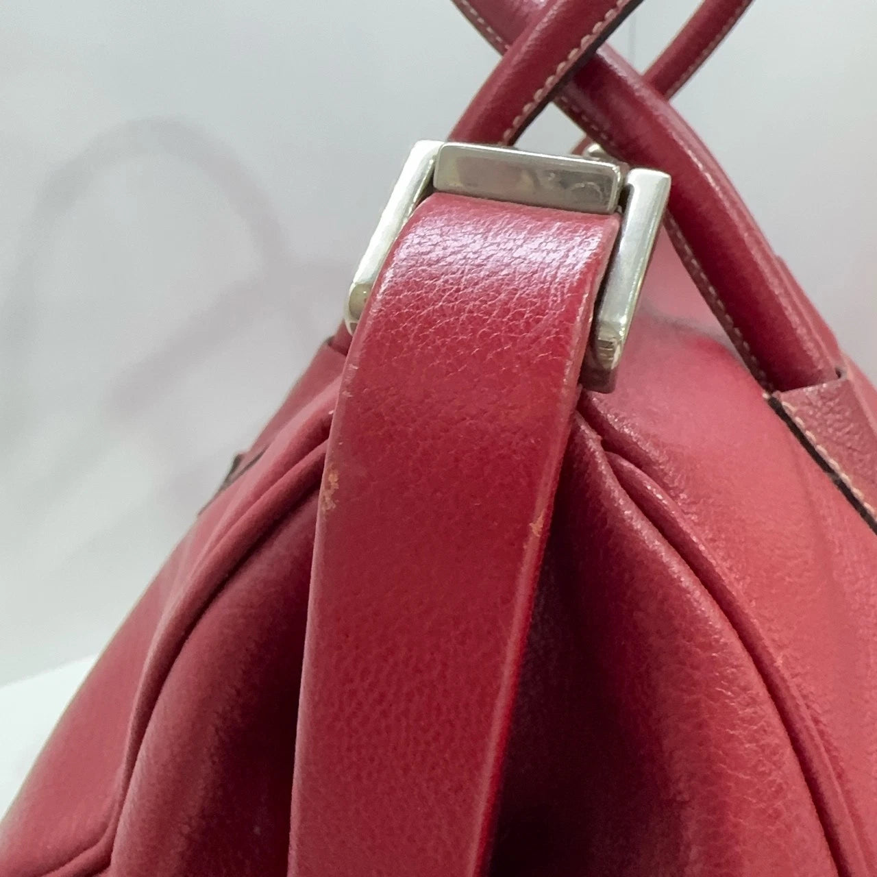 PRADA Red Full Leather Doctor Top Handle Handbag For Women
