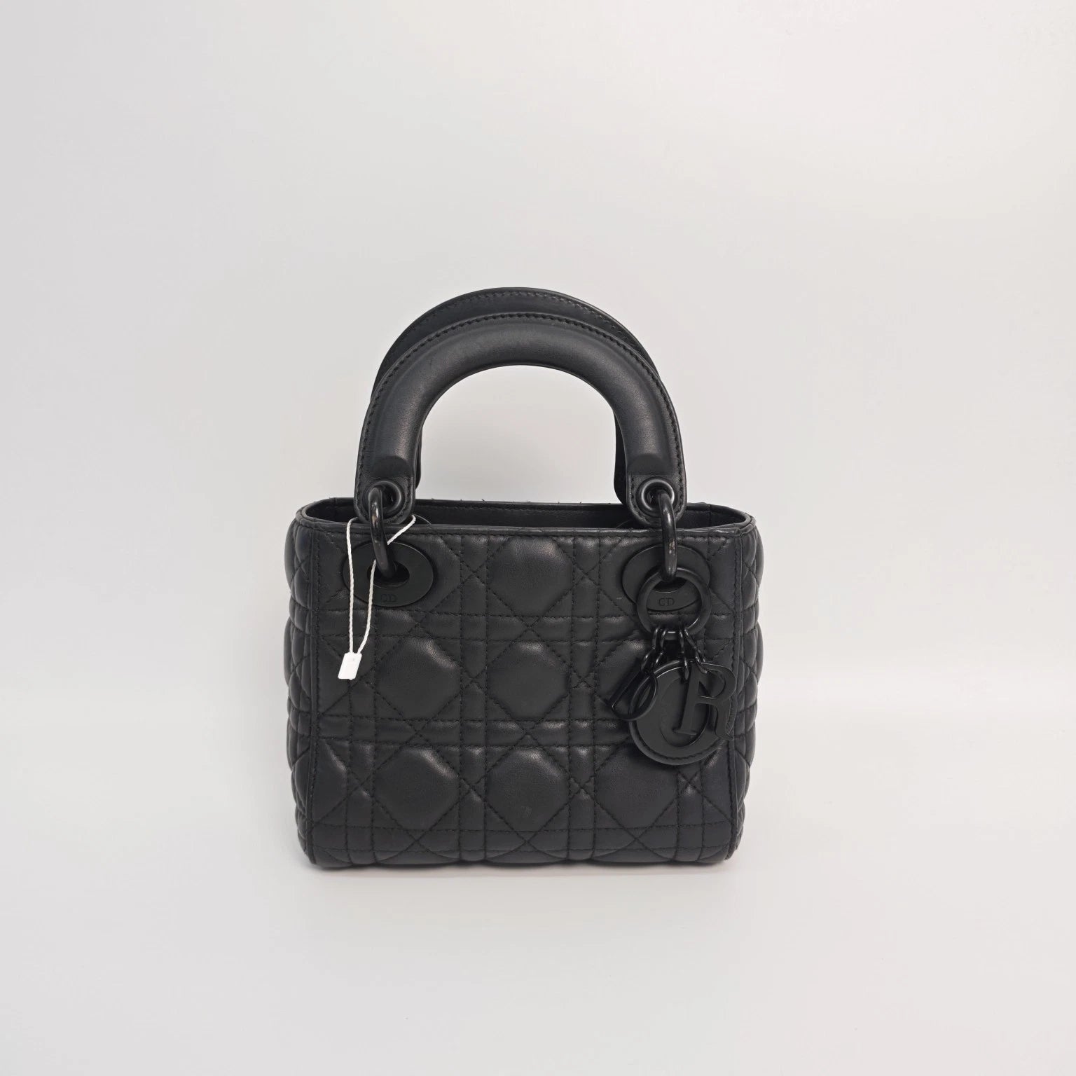 Dior Lady Dior Lambskin Black Top Handle Excellent