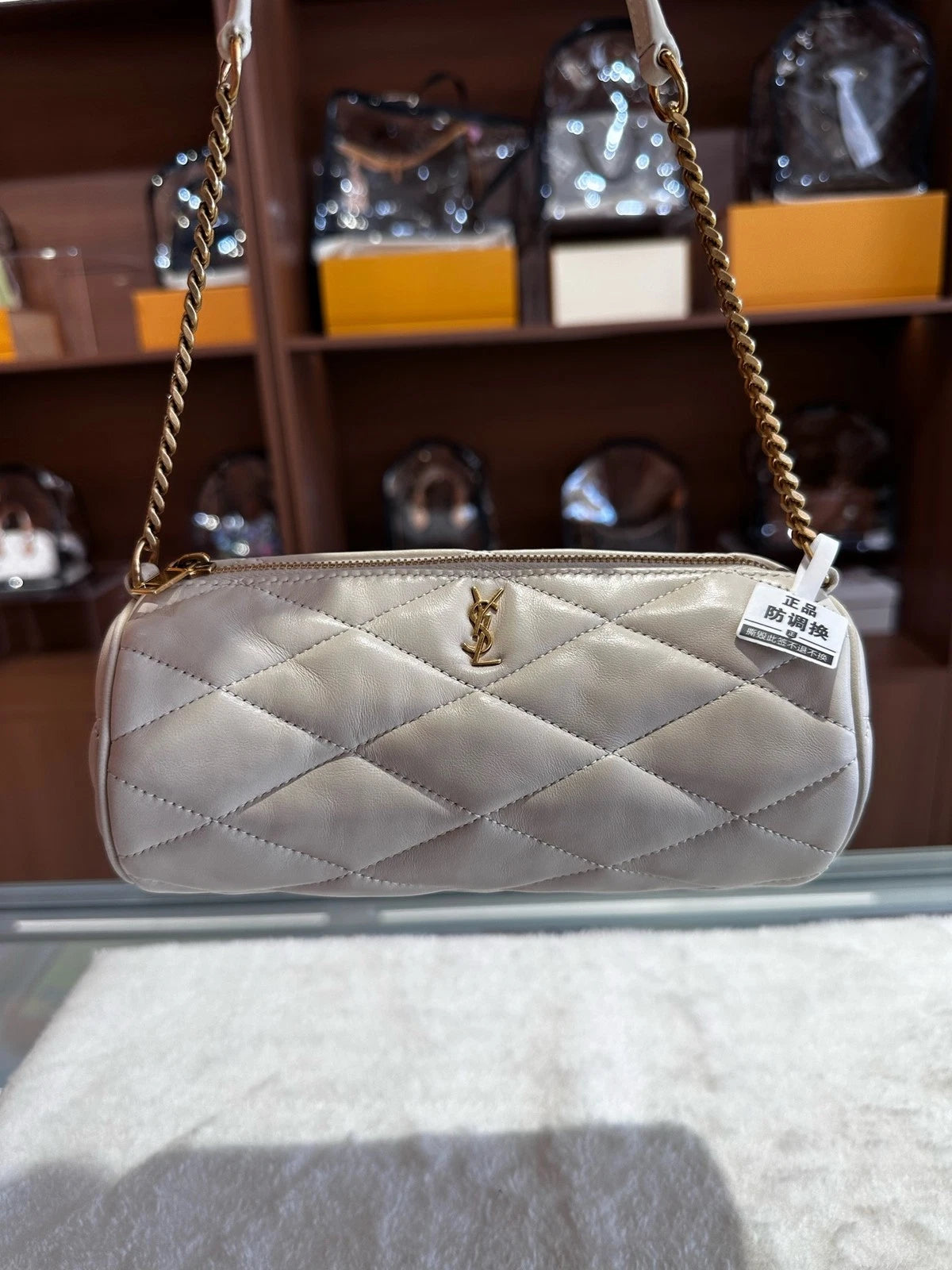 Saint Laurent Lambskin Cylinder Underarm Shoulder Bag For Women