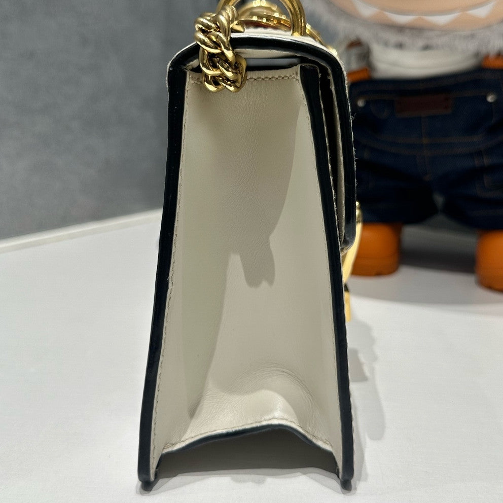 Gucci Sylvie Small Chain Shoulder Crossbody Bag White Gold Hardware