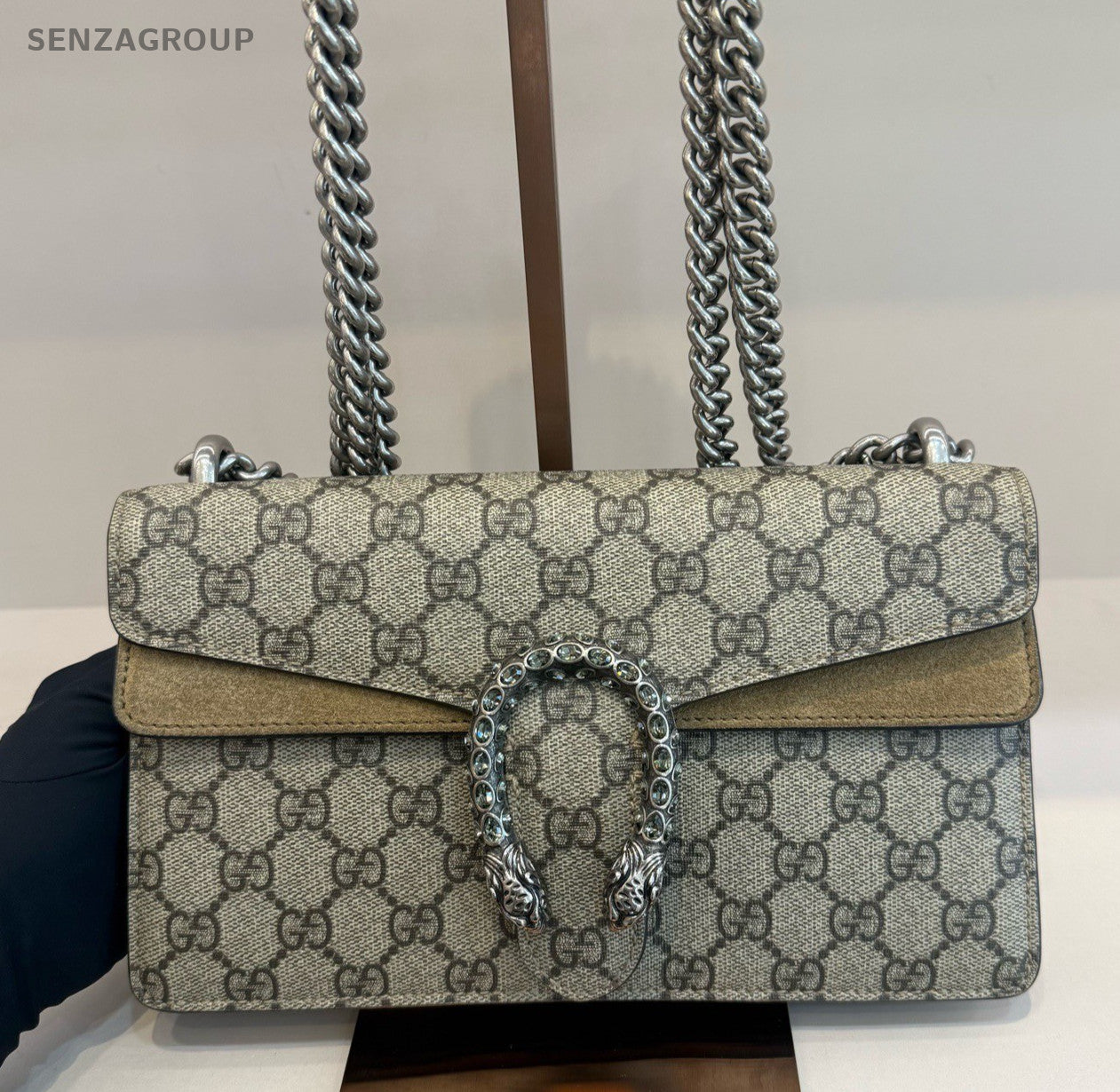 Gucci Dionysus Chain Shoulder Bag Crossbody Brown Silver Women Classic Fashion