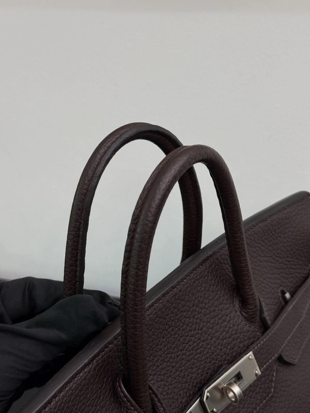 Hermes Hac32 Ebony Black Silver Top Handle Bag Used Women Classic