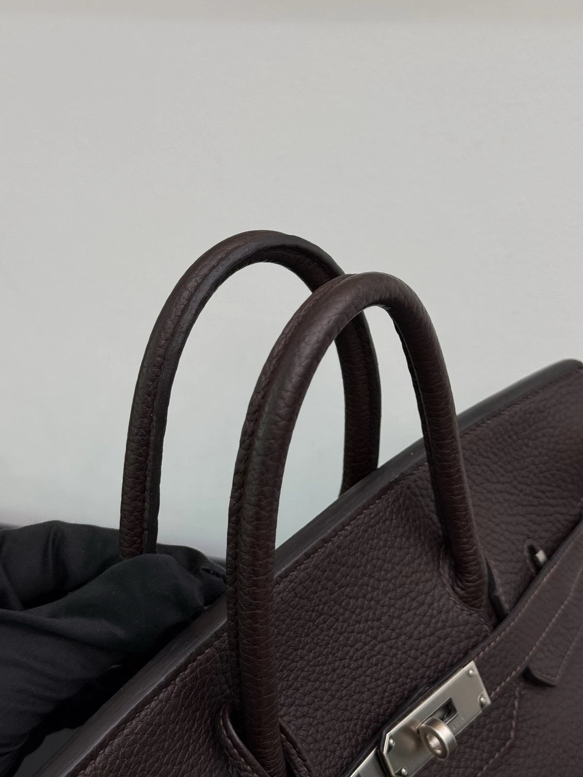 Hermes Hac32 Ebony Black Silver Top Handle Bag Used Women Classic