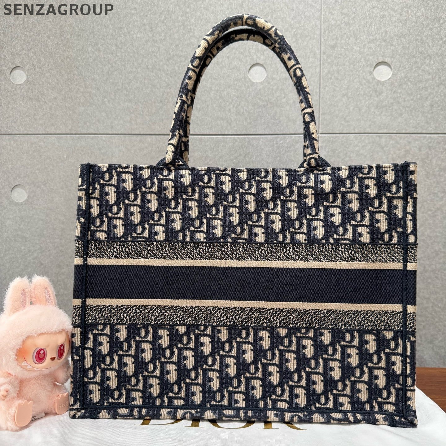 Dior Oblique Tote Medium Blue White Handbag Classic Women