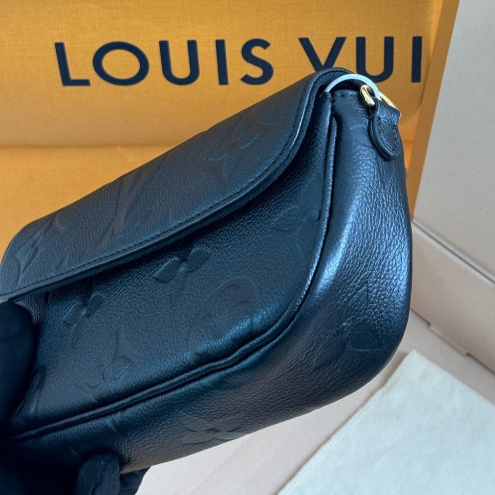 Louis Vuitton Black Gold Leather Ivy Shoulder Bag Classic Fashion Women