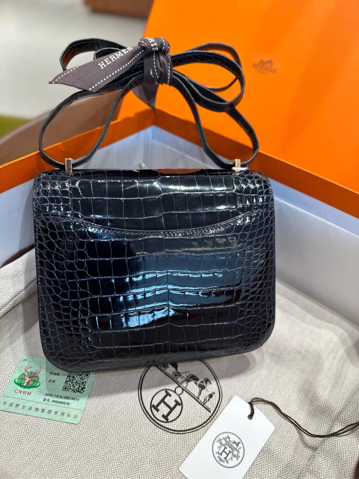 Hermes Midnight Blue Rose Gold Constance19 Bag Women