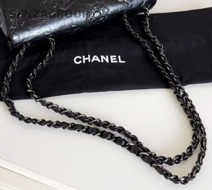 Chanel Classic Flap So Black Calfskin Chain Shoulder Bag Used Women Fashion