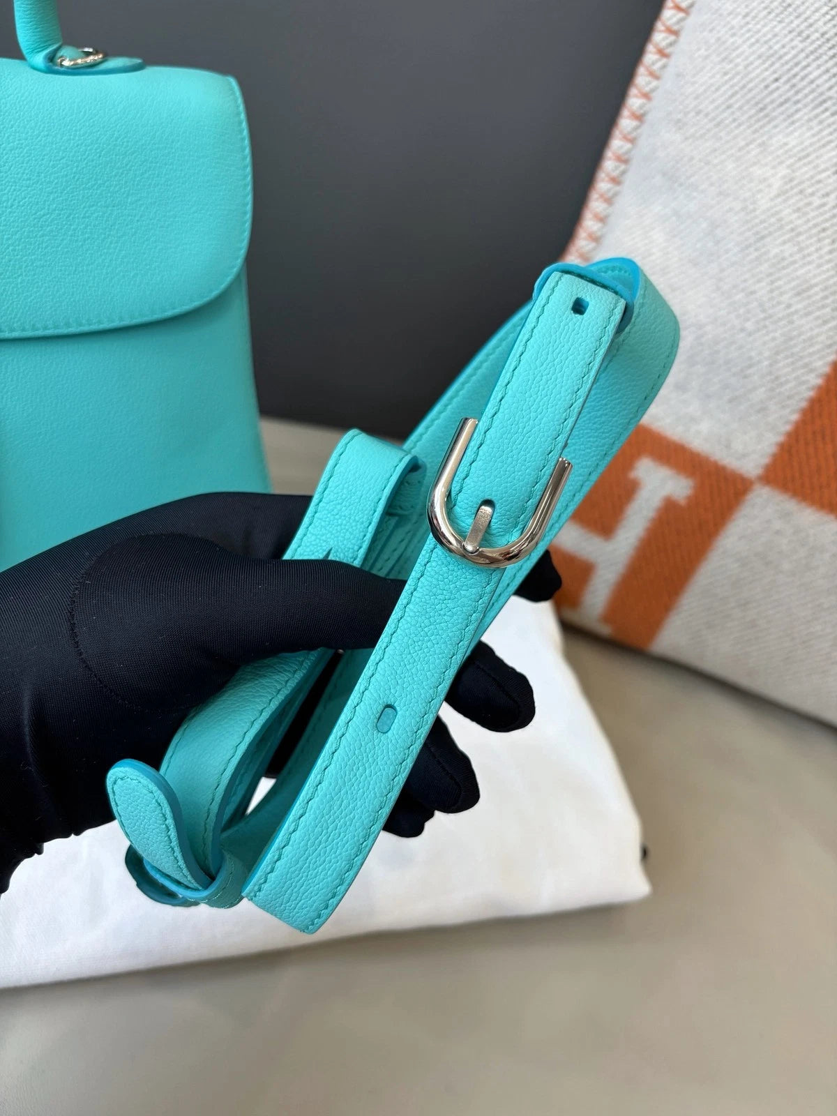 Delvaux Brilliant Medium Top Handle Bag Shoulder Bag Tiffany Blue