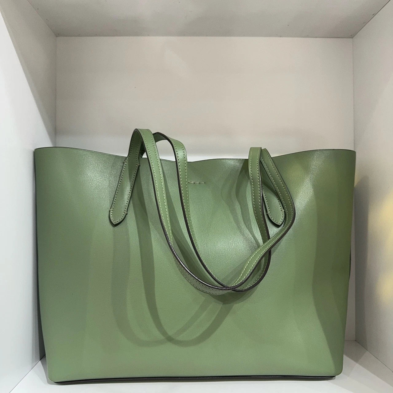 Coach Silver Logo Green Tote Shoulder Bag for Women