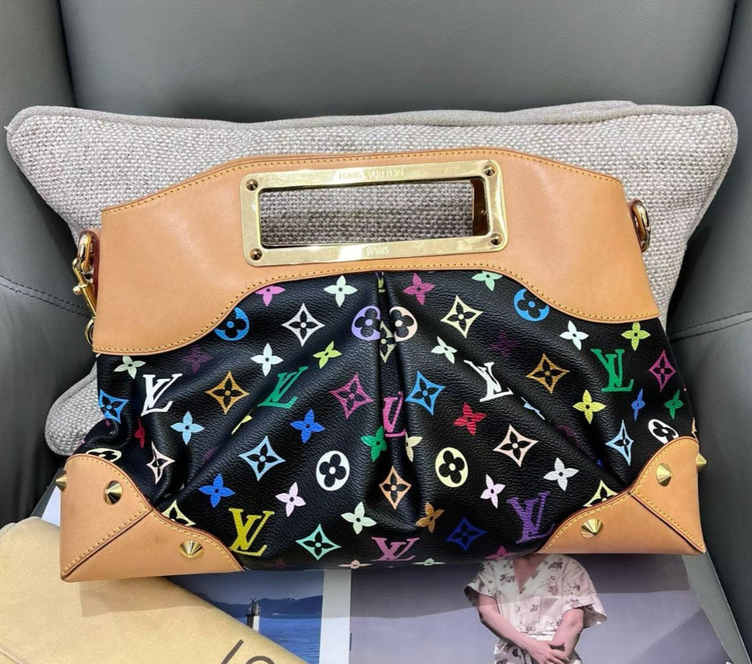 Louis Vuitton Judy MM Monogram Chain Shoulder Bag Black Multicolor Women Classic