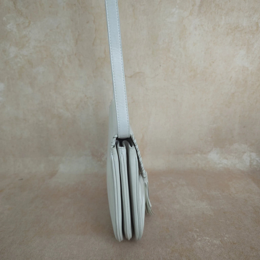 Saint Laurent Saddle White Cream Shoulder Bag Excellent