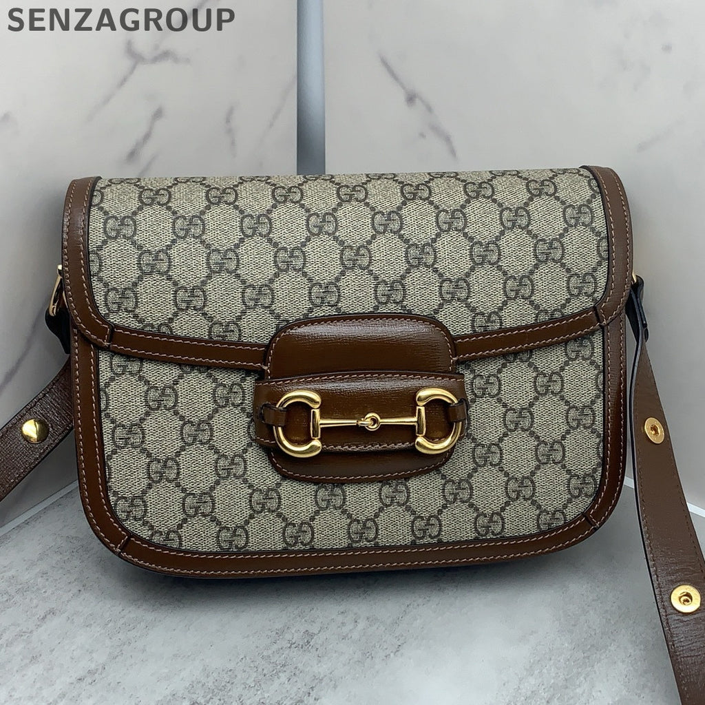 Gucci Horsebit 1955 Large GG Monogram Shoulder Bag - Classic Women's Saddle