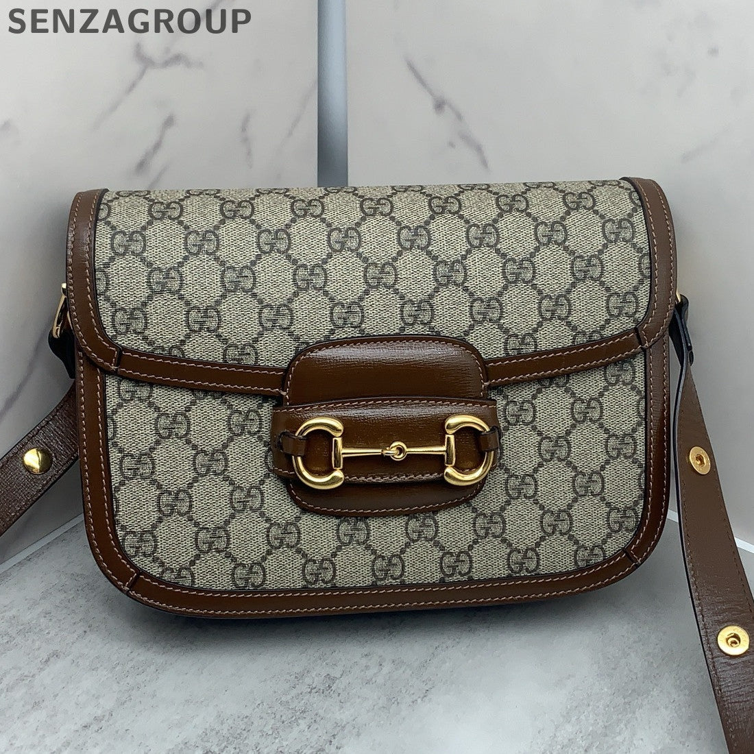 Gucci Horsebit 1955 Large GG Monogram Shoulder Bag - Classic Women's Saddle