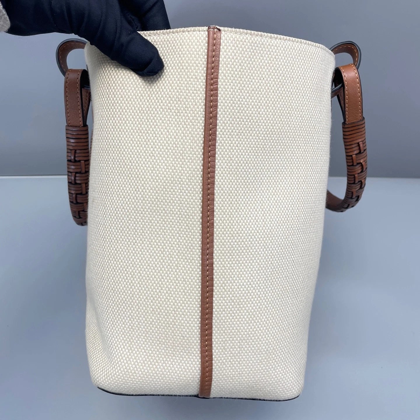 LOEWE Canvas Brown Leather Tote Bag For Women