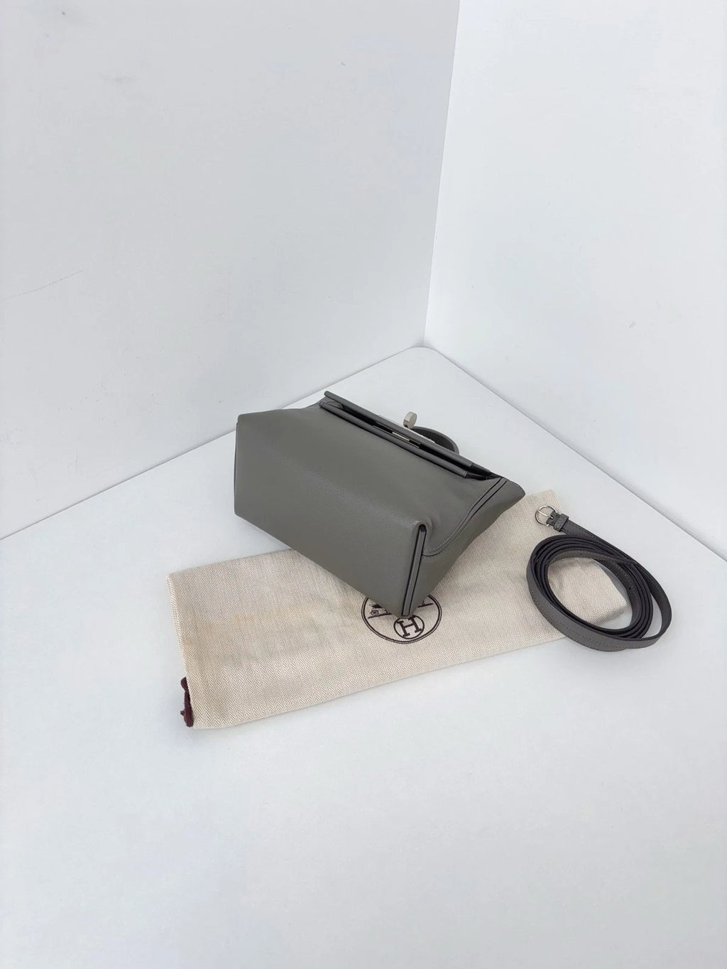 Hermès Mini Kelly II Sellier Ladies Top Handle Crossbody Bag Grey Women Classic