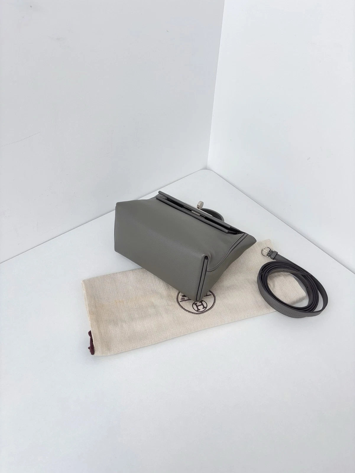 Hermès Mini Kelly II Sellier Ladies Top Handle Crossbody Bag Grey Women Classic