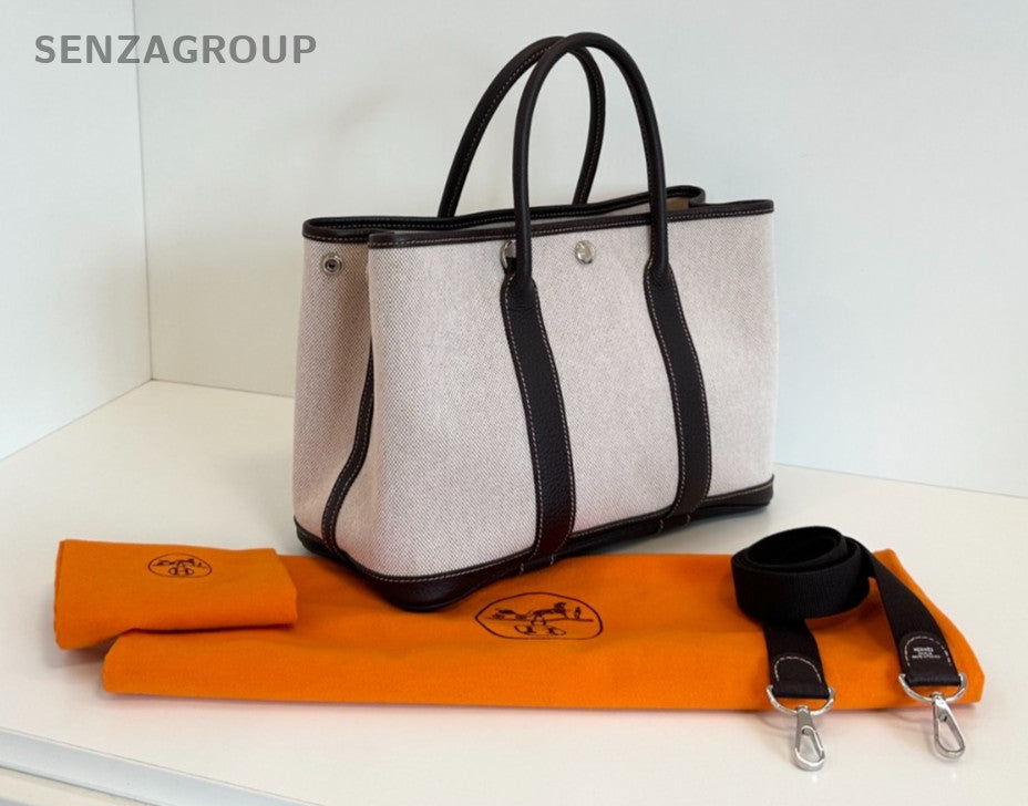 Hermes Garden Party 30 Tote Canvas 2way Shoulder Handbag