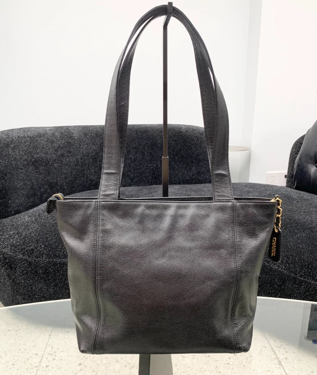 Chanel Calfskin Black Shoulder Bag Gold Hardware Claasic S Excellent