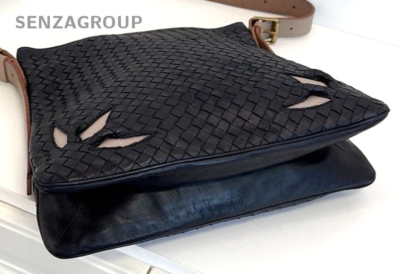 Bottega Veneta Classic Weaving Petal cutout Shoulder bag Black