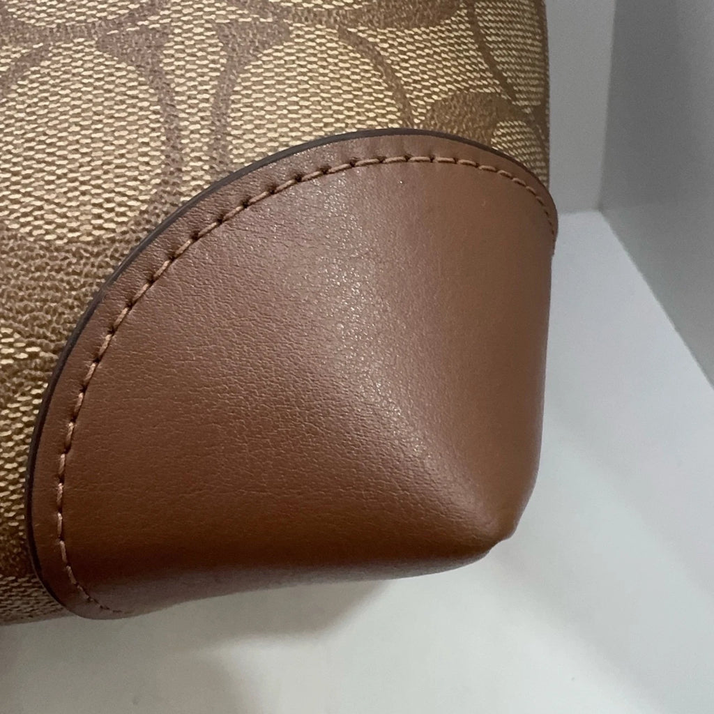 Coach Women's Brown Monogram PVC Canvas Leather Tote Shoulder Bag