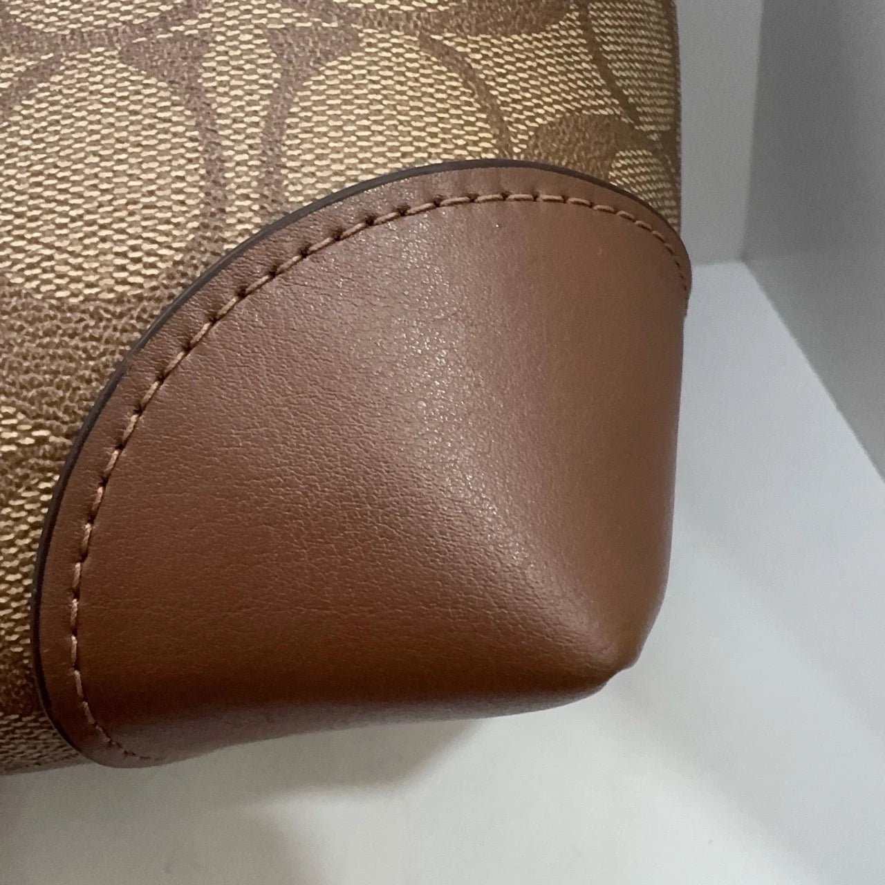 Coach Women's Brown Monogram PVC Canvas Leather Tote Shoulder Bag