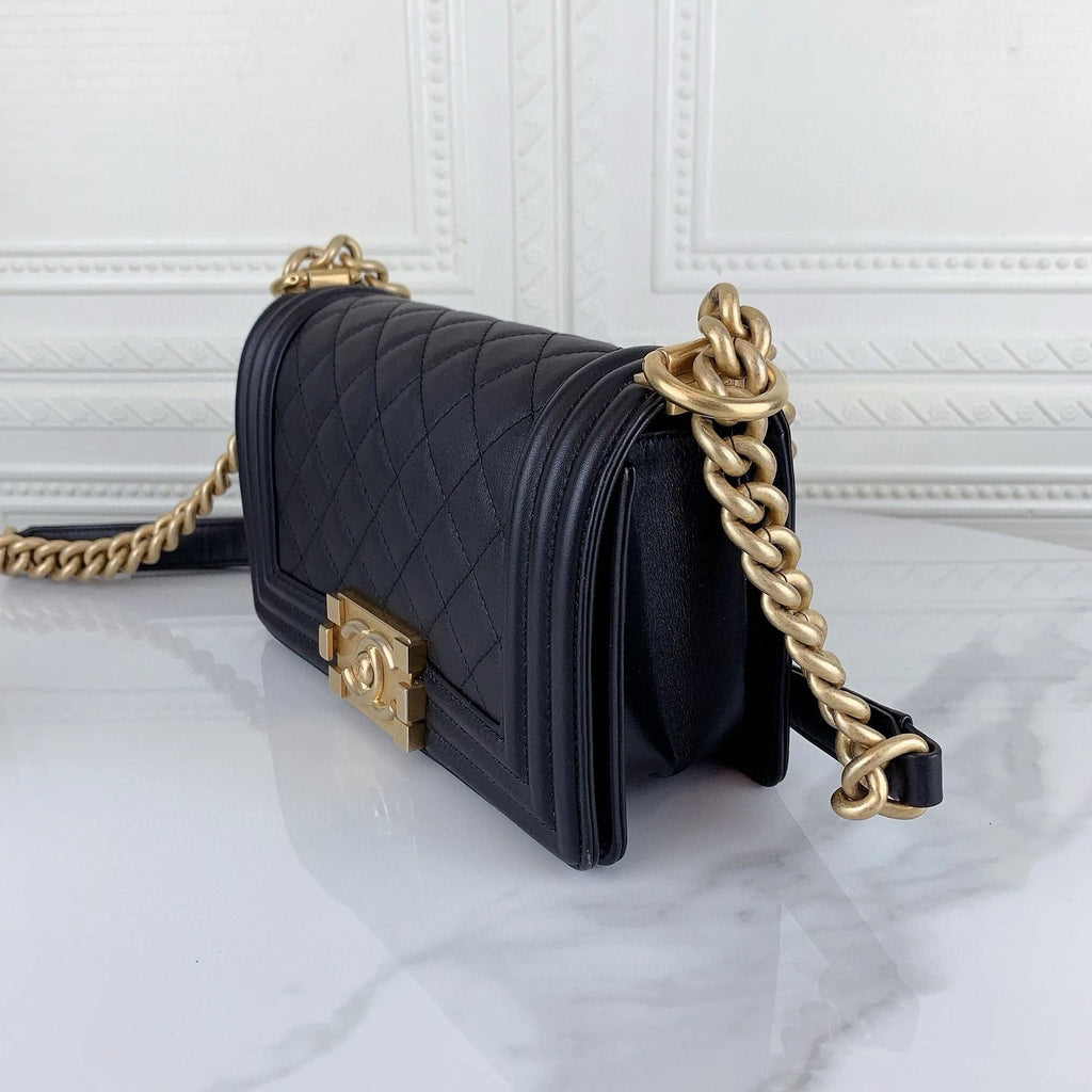 CHANEL Black Gold Leboy Small Shoulder Bag for Women