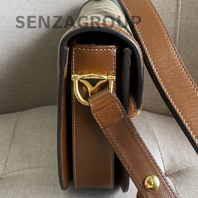 Gucci 1955 Medium Brown Gold Buckle Shoulder Crossbody Bag Classic Women