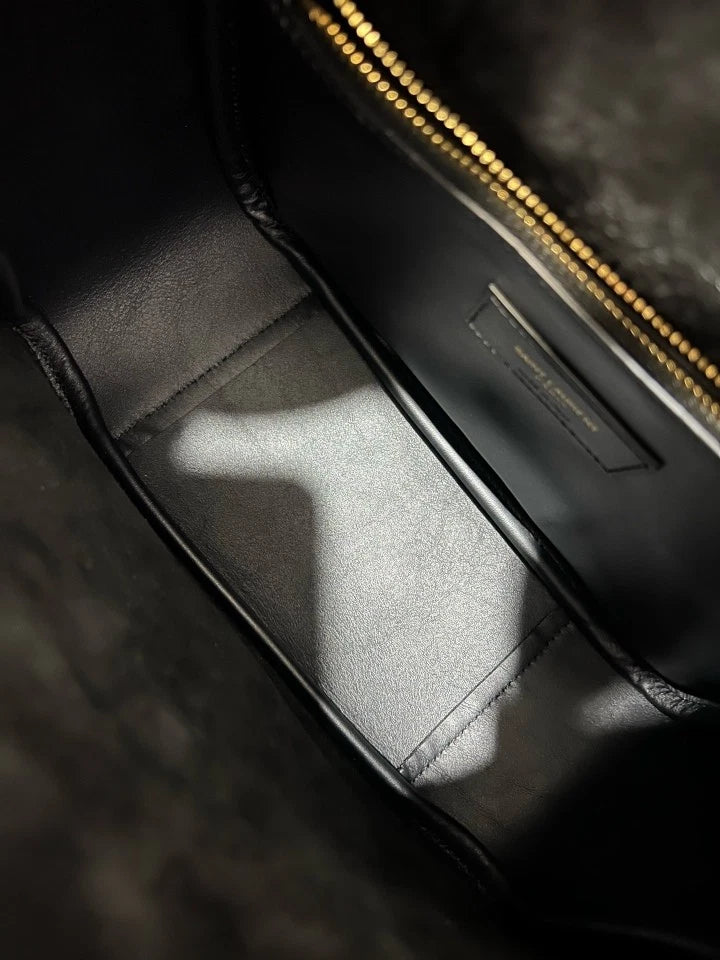YSL Leather Black Gold Small Hobo Shoulder Bag For Women