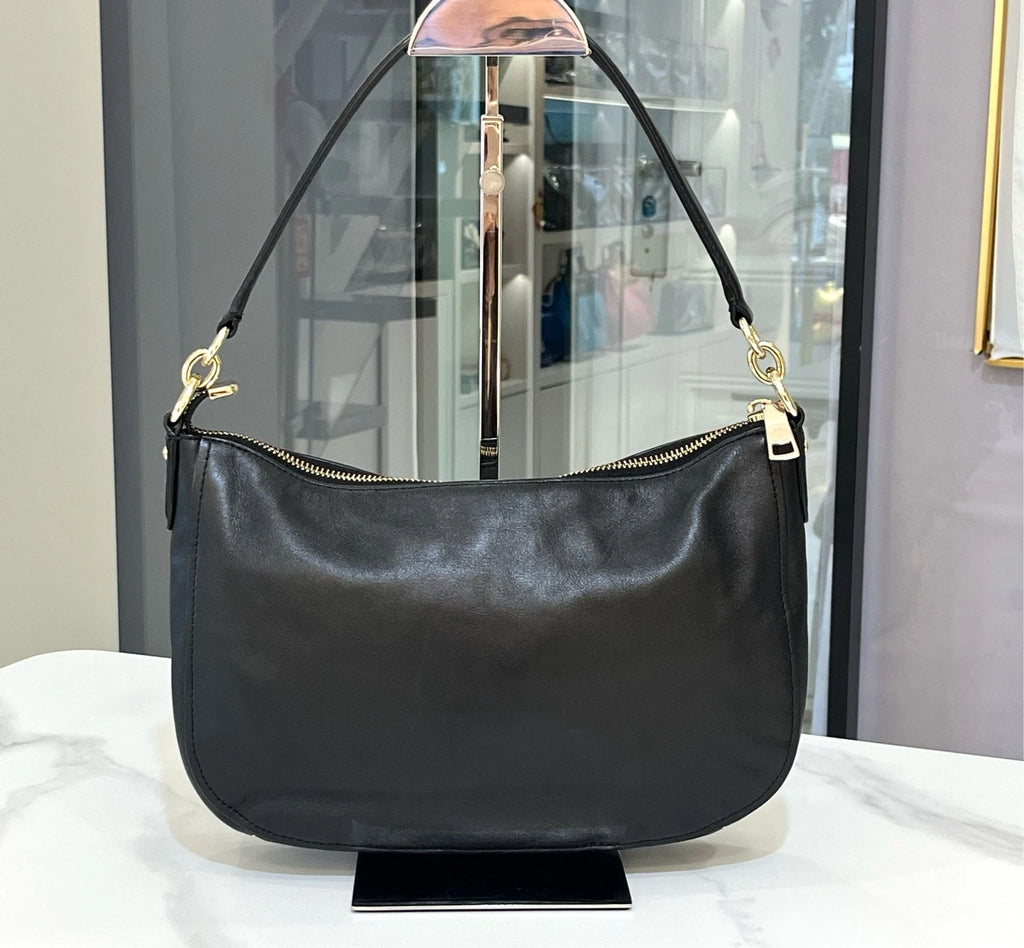 Coach Black Leather Shoulder Crossbody Silver For Women