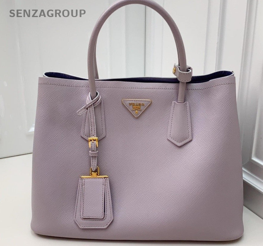 PRADA Double Tote Top Handle Shoulder Bag Women light Purple