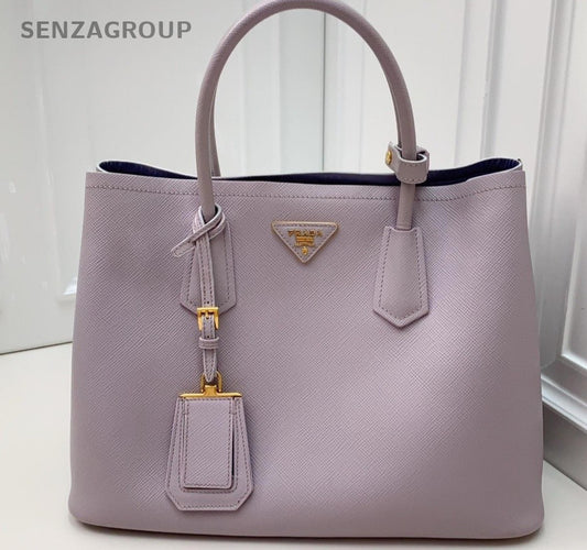 PRADA Double Tote Top Handle Shoulder Bag Women light Purple