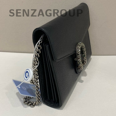 Gucci Dionysus WOC Chain Shoulder Crossbody Bag Black Silver Classic Women