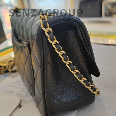 Chanel CF Gold Ball Mini Black Lambskin Shoulder Crossbody Bag Women