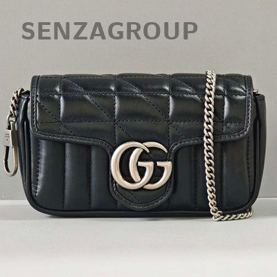 Gucci Marmont Mini Chain Shoulder Bag in Black Silver