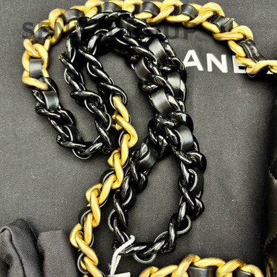 Chanel Ceramic Chain Quilted Flap Bag Black Gold Classic Women's Fashion