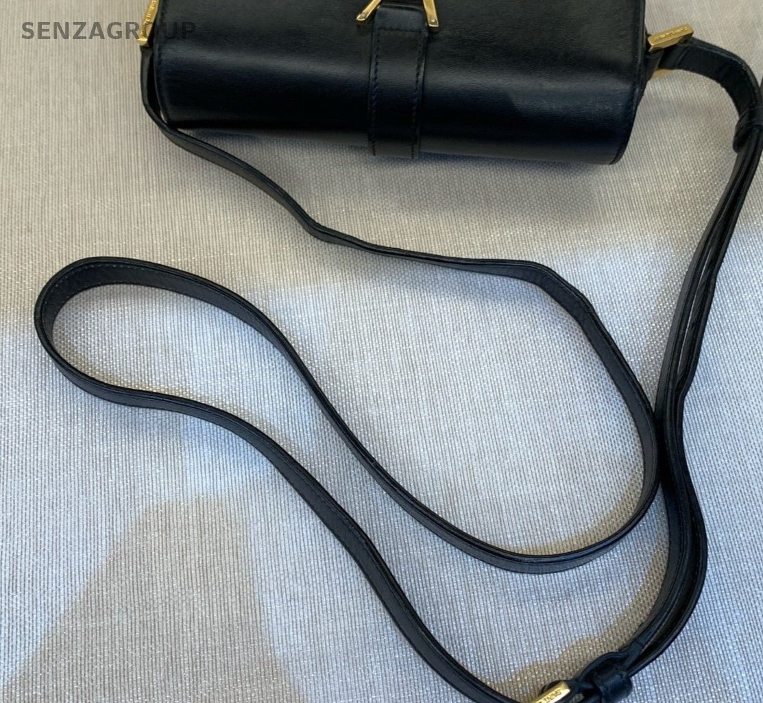 YSL Saint Laurent High School Shoulder bag Black Gold Logo Women