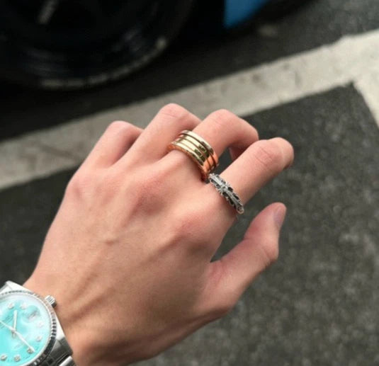Bvlgari B. Zero1 3 Band Ring 18k Rose Gold Size 56