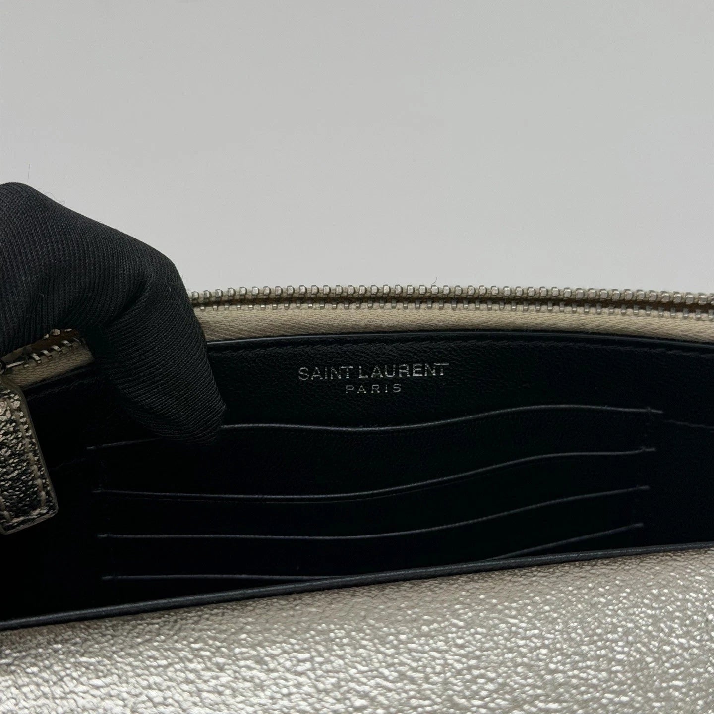 Saint Laurent Kate Chain Shoulder Crossbody Bag Silver Women Fashion