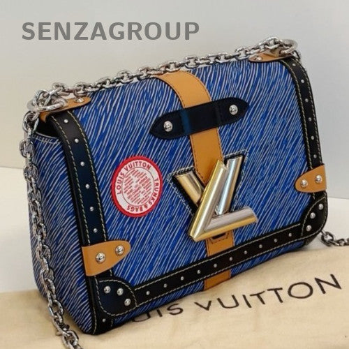 Louis Vuitton Twist PM Chain Epi Shoulder Bag Crossbody Blue Silver Women