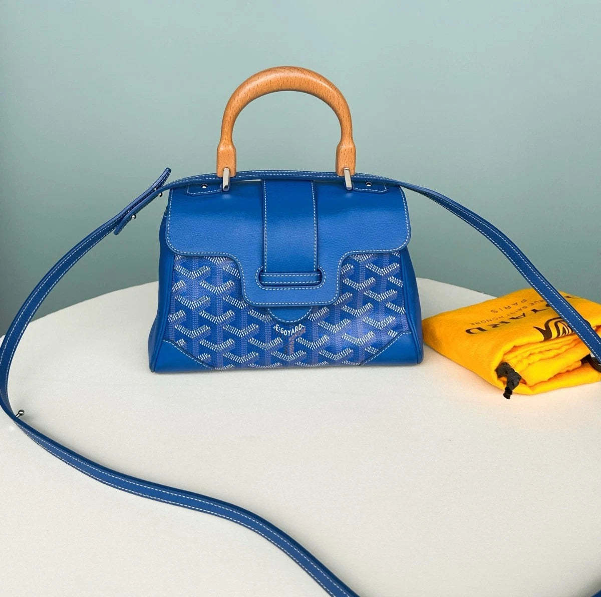 Goyard Saigon Monogram Blue Top Handle Bag Shoulder Bag Crossbody Bag Excellent